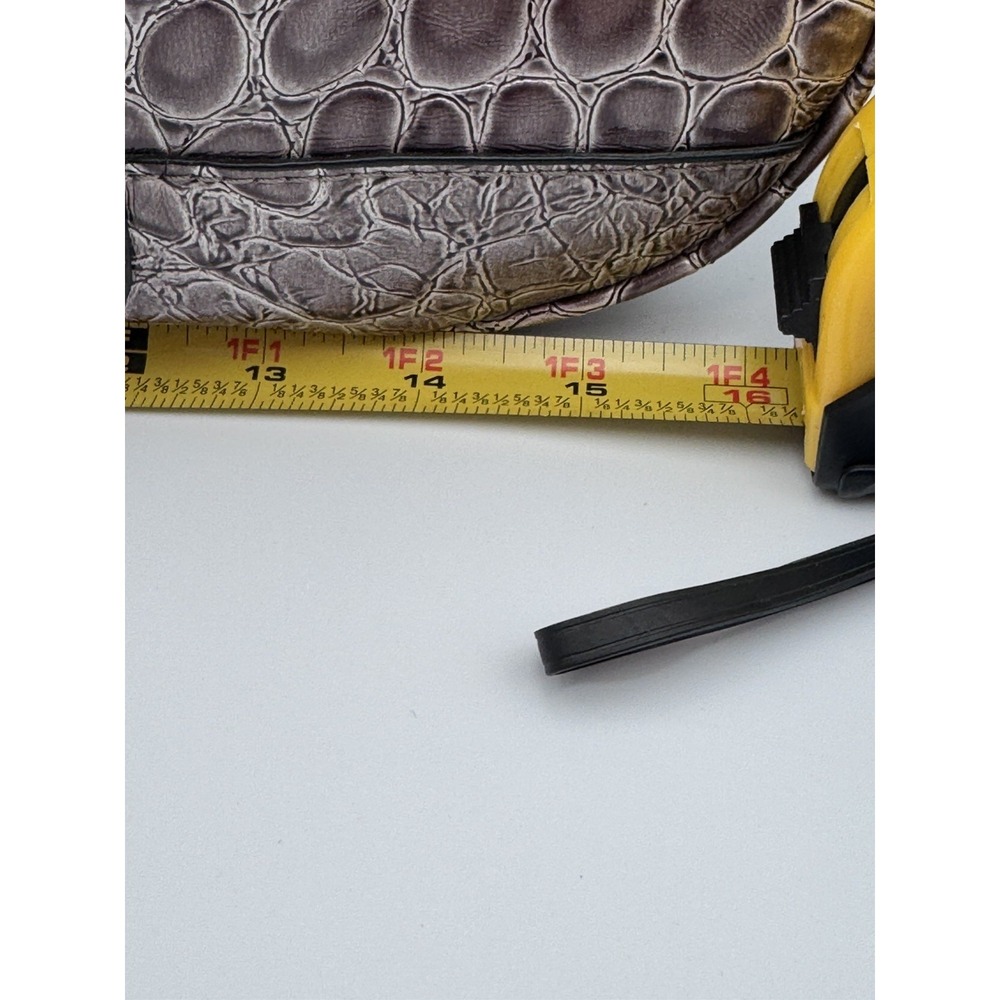 Vintage Y2K Guess Metallic Pewter Faux Croc Embossed Shoulder Bag w/ Silver HW - Picture 10 of 16